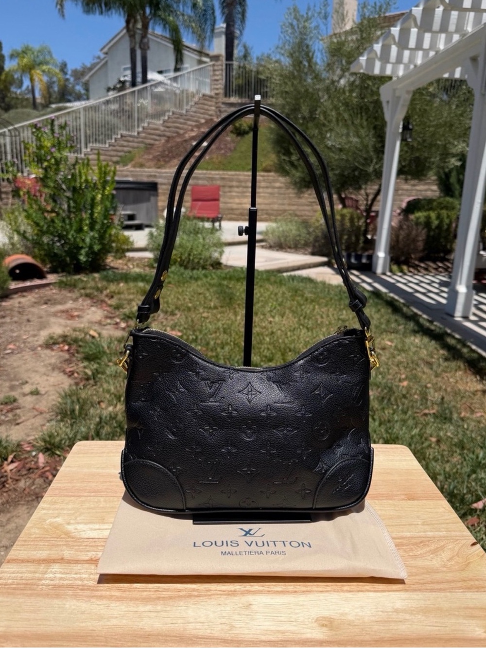 NEW LV inspired Print Boulogne PM Black Embossed Monogram Empreinte Shoulder Bag - Picture 7 of 12